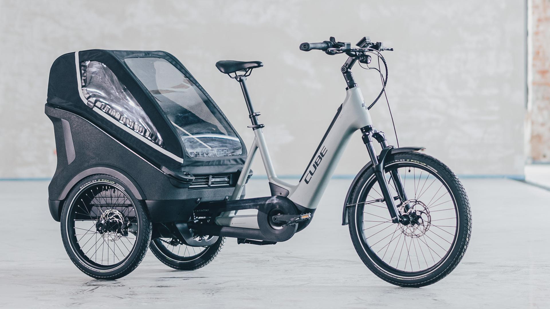 Vélo cargo électrique Cube trike hybrid family 1500 swampgrey´n´reflex
