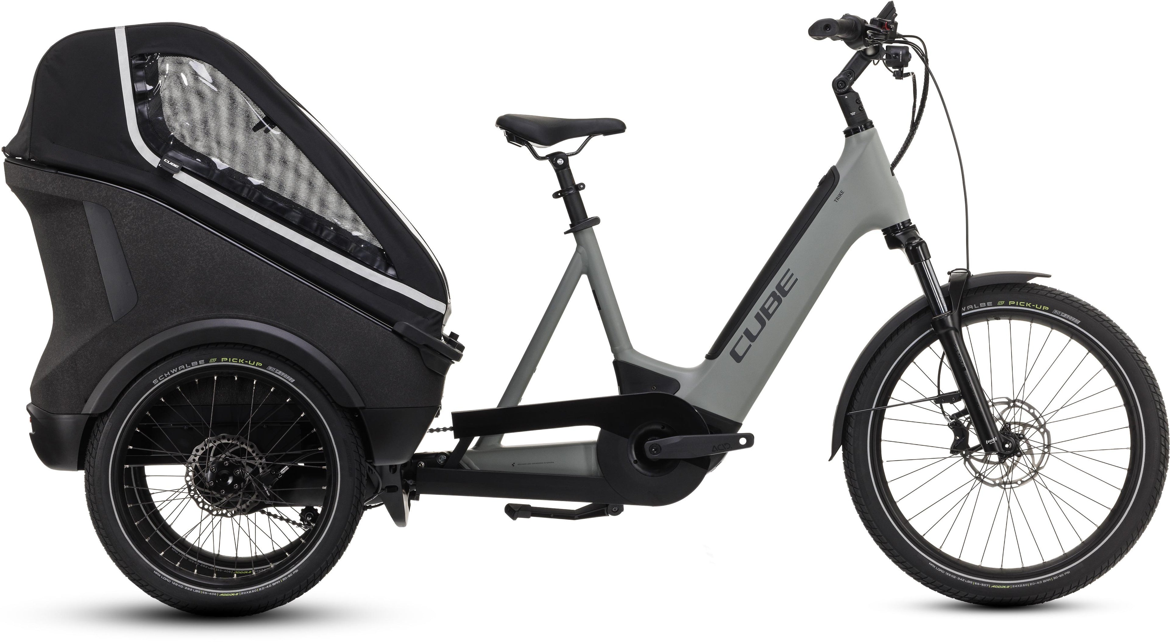 Vélo cargo électrique Cube trike hybrid family 1500 swampgrey´n´reflex