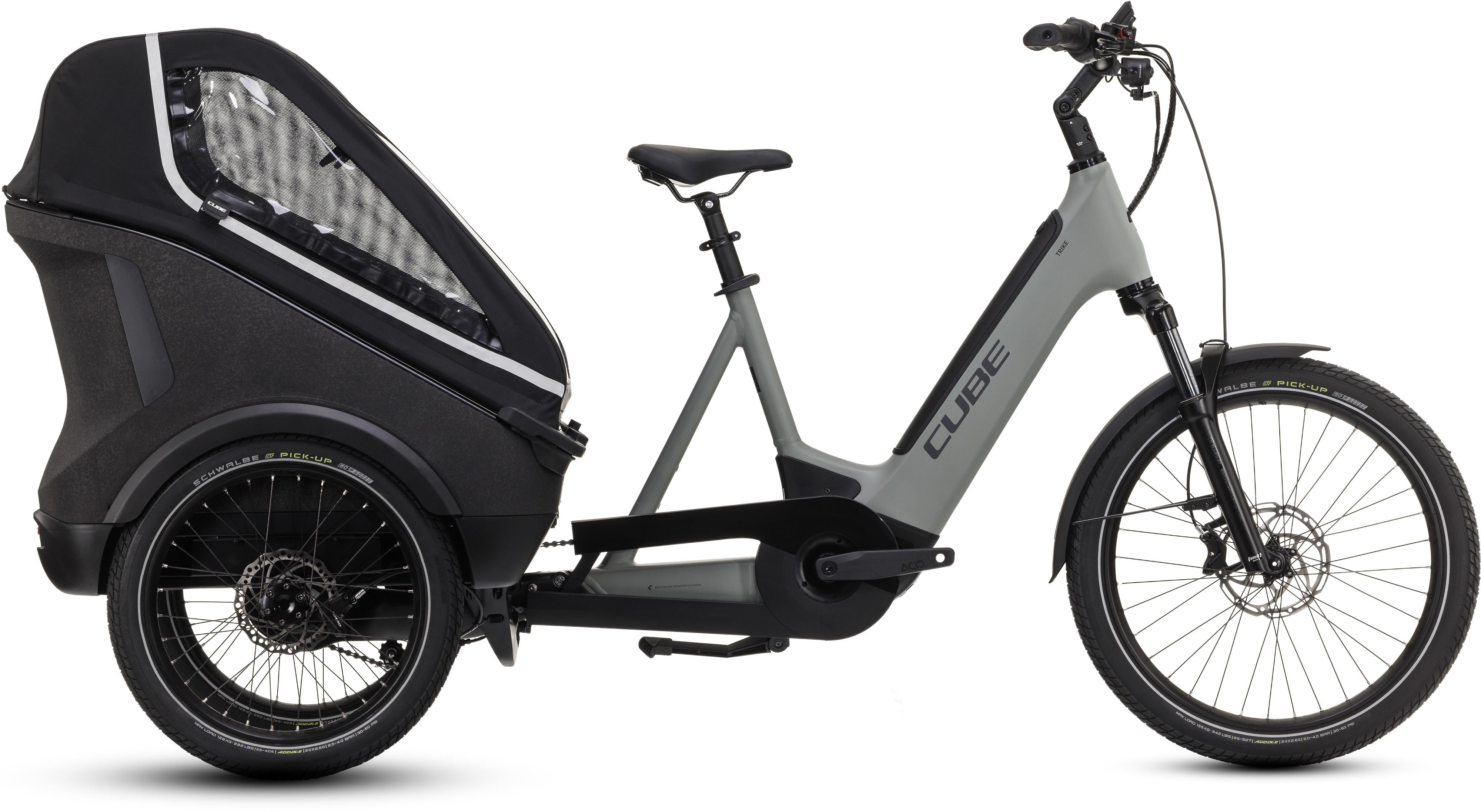 Vélo cargo électrique Cube trike hybrid family 1500 swampgrey´n´reflex
