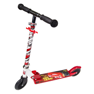 Draisienne trottinette enfant Disney 2 roues cars rouge acier pliable et reglable avec frein roue arriere Hover Image