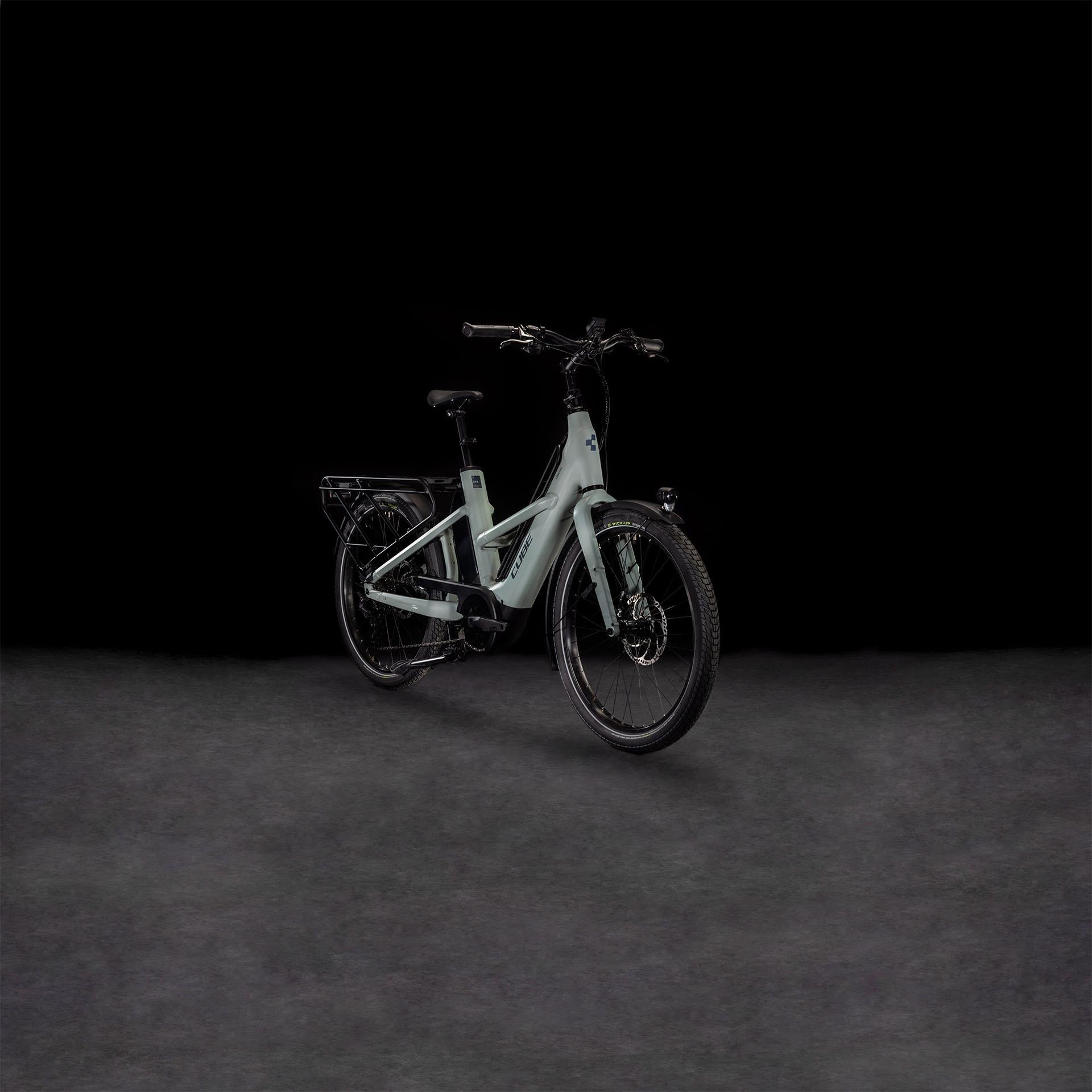 Vélo cargo électrique longtail Cube longtail hybrid sport 725 swampgrey´n´reflex