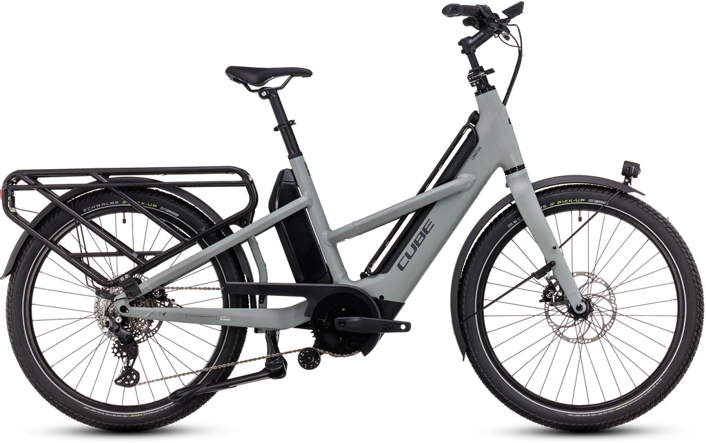 Vélo cargo électrique longtail Cube longtail hybrid sport 725 swampgrey´n´reflex